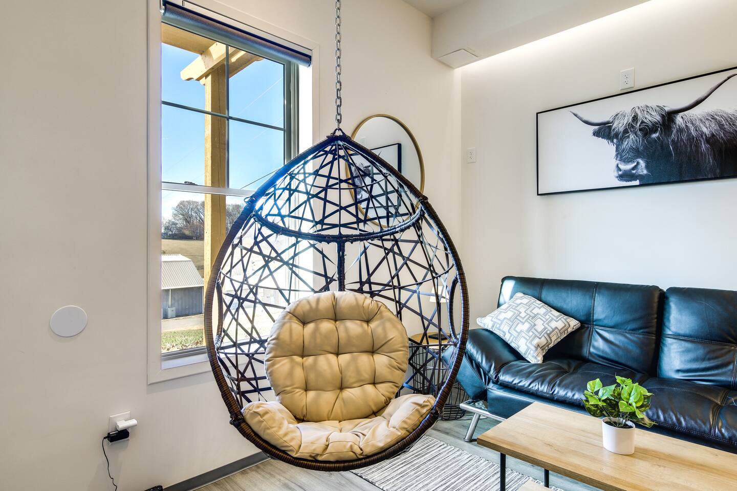 Barndo 2A · South one-bedroom at Cedar Pond Farms — one-bedroom barndominium suite lodging on the farm, with the Highland herd a short walk away.