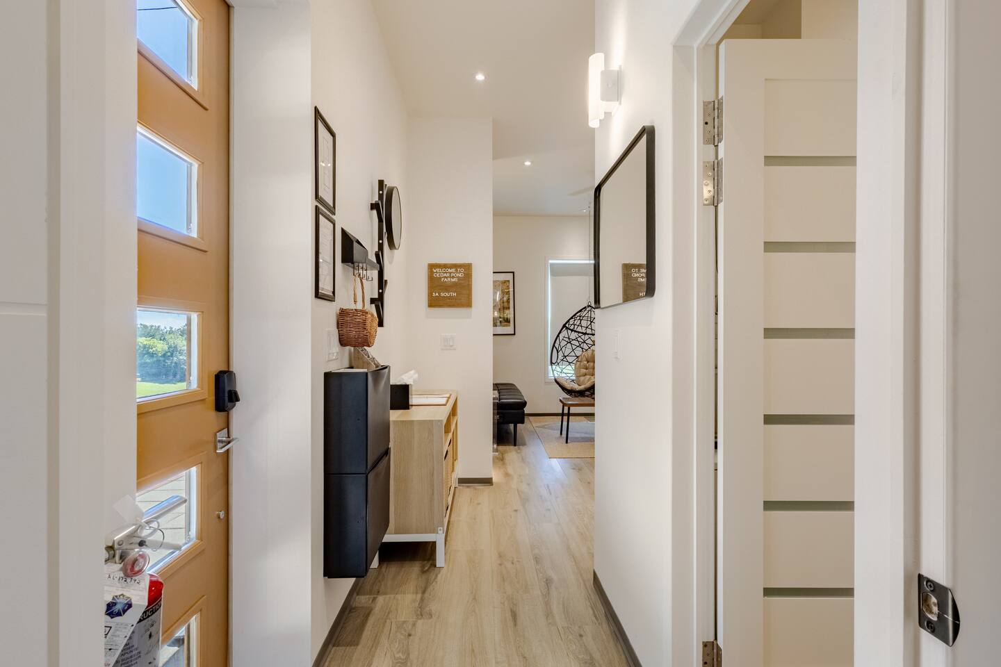 Inside Barndo 3A · South one-bedroom, a one-bedroom barndominium suite at Cedar Pond Farms — our fluffy Highland cow farm just outside the Smoky Mountains.